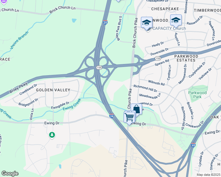map of restaurants, bars, coffee shops, grocery stores, and more near 3258 Brick Church Pike in Nashville