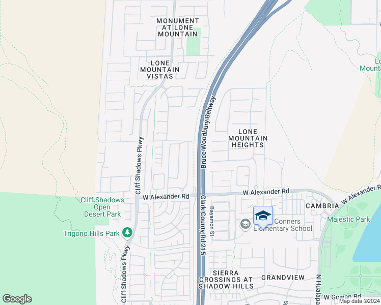 map of restaurants, bars, coffee shops, grocery stores, and more near 10550 West Alexander Road in Las Vegas