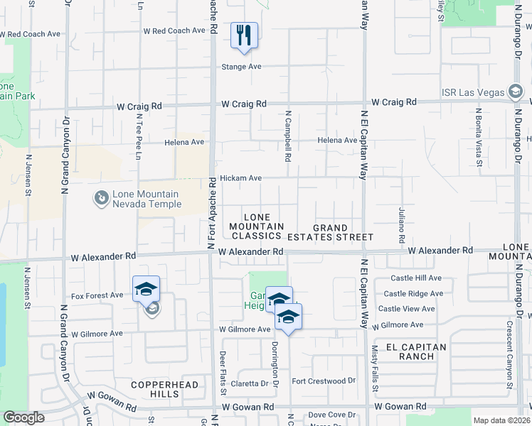 map of restaurants, bars, coffee shops, grocery stores, and more near 4016 Freel Peak Court in Las Vegas