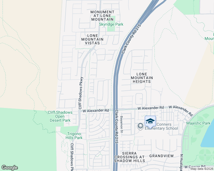 map of restaurants, bars, coffee shops, grocery stores, and more near 10550 West Alexander Road in Las Vegas