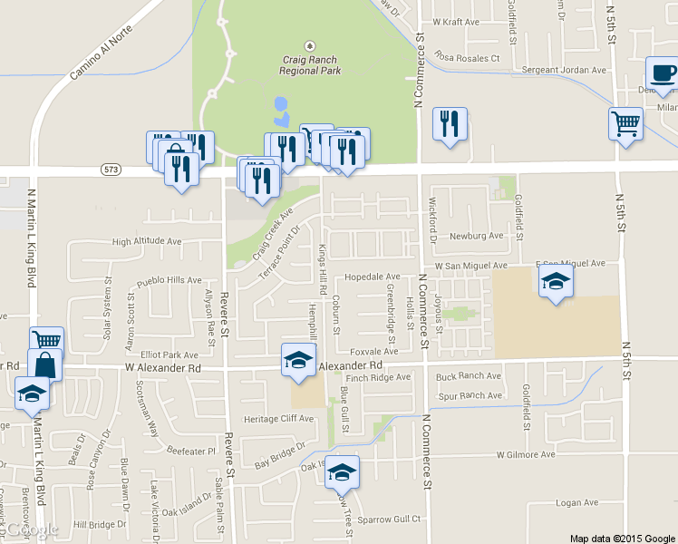 map of restaurants, bars, coffee shops, grocery stores, and more near 430 Hopedale Avenue in North Las Vegas