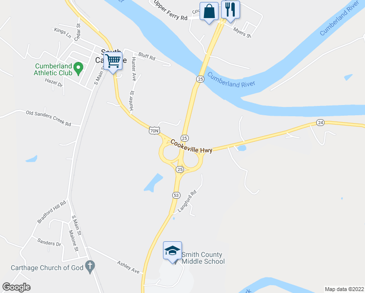 map of restaurants, bars, coffee shops, grocery stores, and more near Highway 24 in Nashville