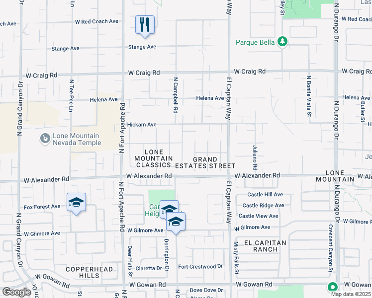 map of restaurants, bars, coffee shops, grocery stores, and more near 4016 Mountain Trek Street in Las Vegas