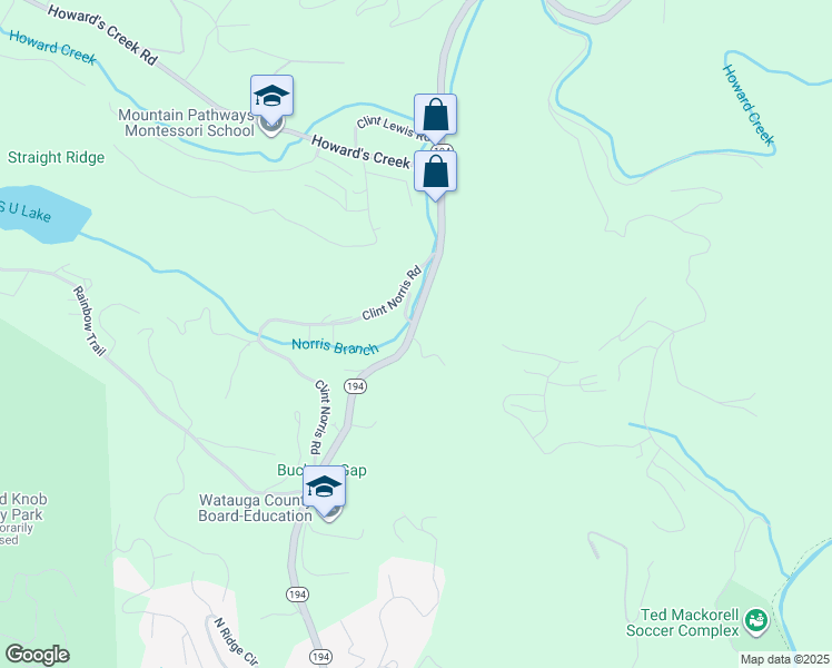 map of restaurants, bars, coffee shops, grocery stores, and more near 1374 North Carolina 194 in Boone