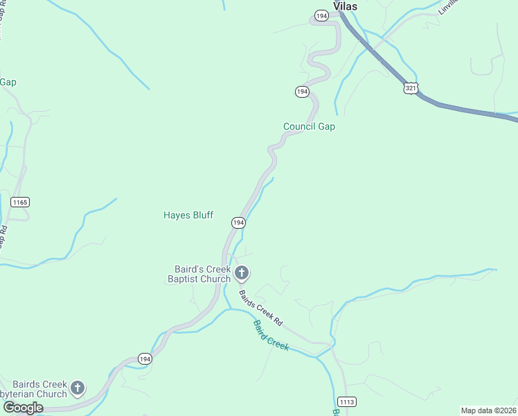 map of restaurants, bars, coffee shops, grocery stores, and more near 1260 North Carolina 194 in Vilas