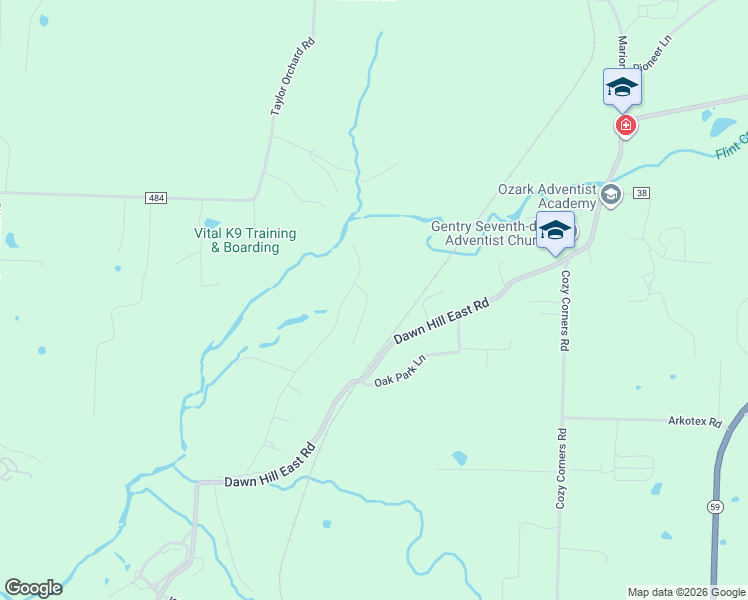 map of restaurants, bars, coffee shops, grocery stores, and more near 13331 Fairway Court in Siloam Springs