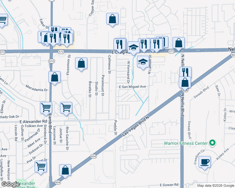 map of restaurants, bars, coffee shops, grocery stores, and more near 4139 Story Rock Street in Las Vegas