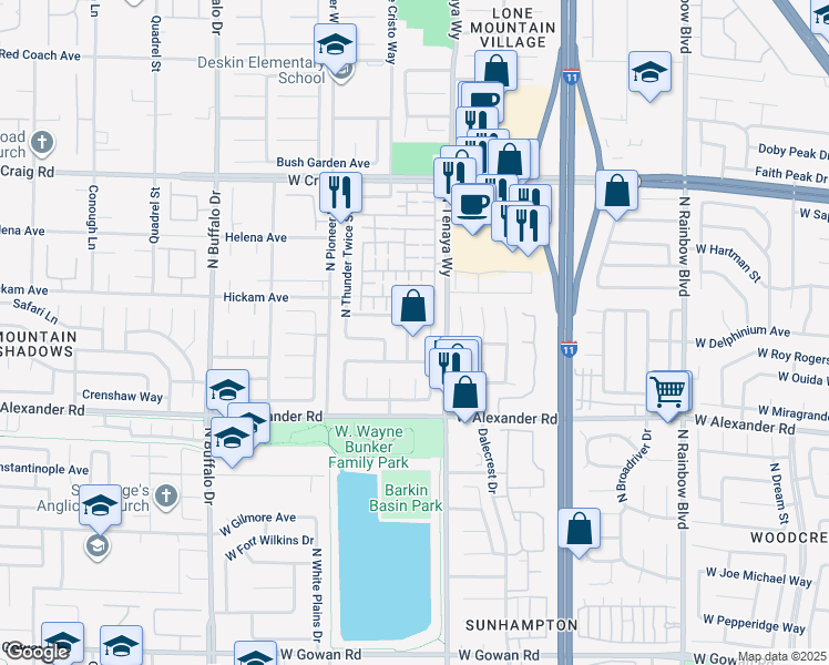 map of restaurants, bars, coffee shops, grocery stores, and more near 4108 North Dream Day Street in Las Vegas