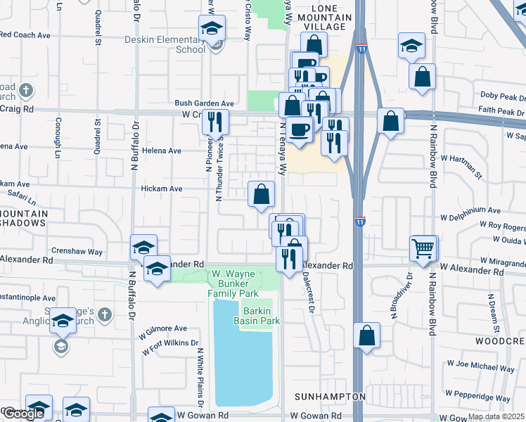 map of restaurants, bars, coffee shops, grocery stores, and more near 4108 North Dream Day Street in Las Vegas
