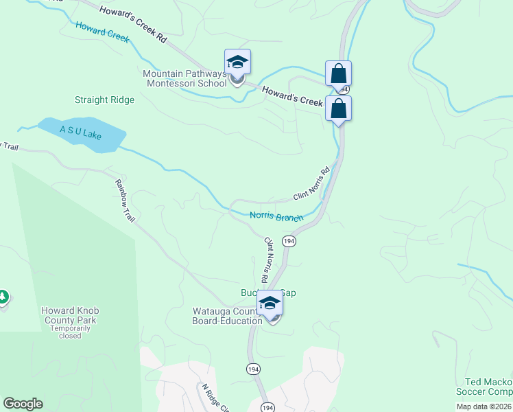 map of restaurants, bars, coffee shops, grocery stores, and more near 120 Paul Greer Road in Boone