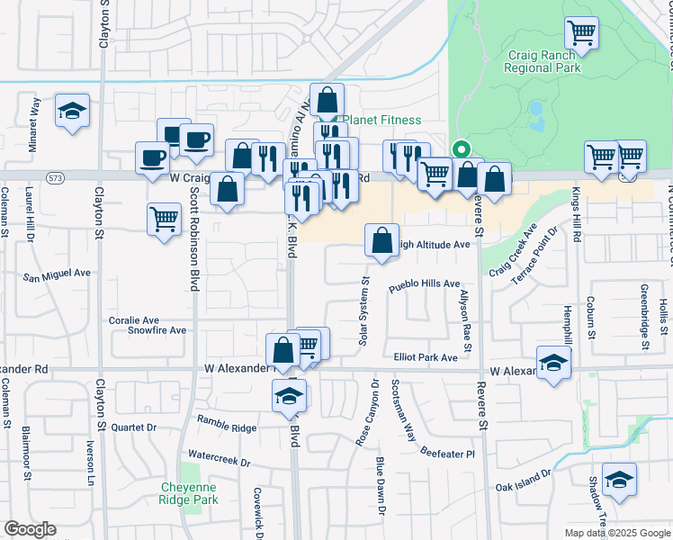 map of restaurants, bars, coffee shops, grocery stores, and more near 1220 Checkmark Avenue in North Las Vegas