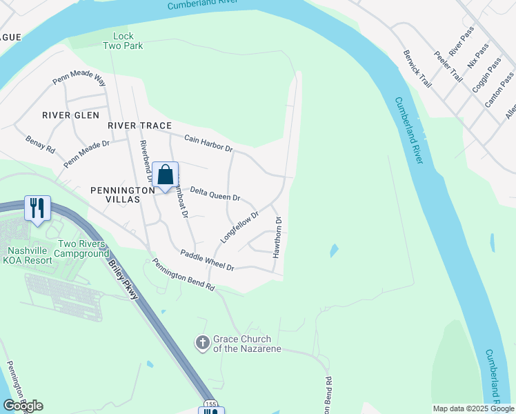 map of restaurants, bars, coffee shops, grocery stores, and more near 3083 Delta Queen Drive in Nashville