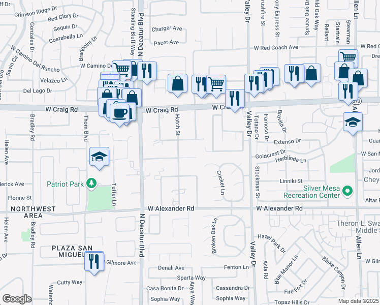 map of restaurants, bars, coffee shops, grocery stores, and more near 4508 West San Miguel Avenue in North Las Vegas