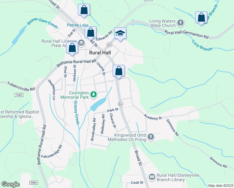 map of restaurants, bars, coffee shops, grocery stores, and more near 7810 Broad Street in Rural Hall
