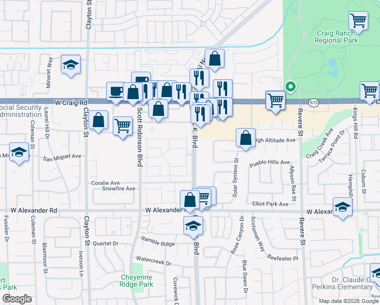 map of restaurants, bars, coffee shops, grocery stores, and more near 4204 Golden Sol Street in North Las Vegas