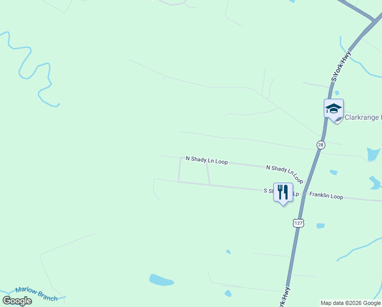 map of restaurants, bars, coffee shops, grocery stores, and more near 1109 North Shady Lane Loop in Clarkrange