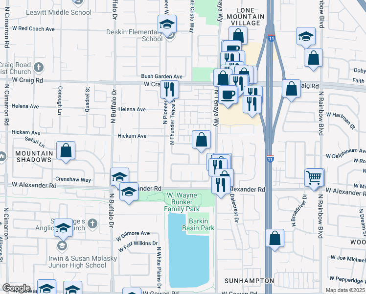 map of restaurants, bars, coffee shops, grocery stores, and more near 7329 West Daily Double Avenue in Las Vegas