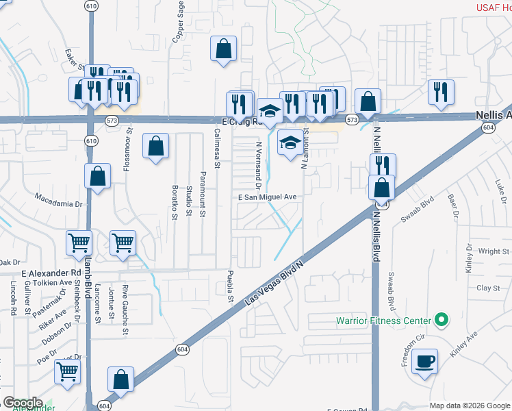 map of restaurants, bars, coffee shops, grocery stores, and more near 4771 Pinon Pointe Road in Las Vegas