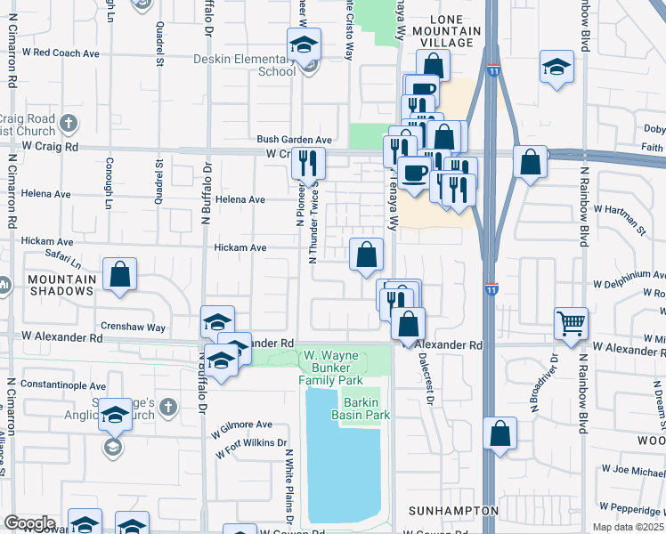 map of restaurants, bars, coffee shops, grocery stores, and more near 7329 West Daily Double Avenue in Las Vegas