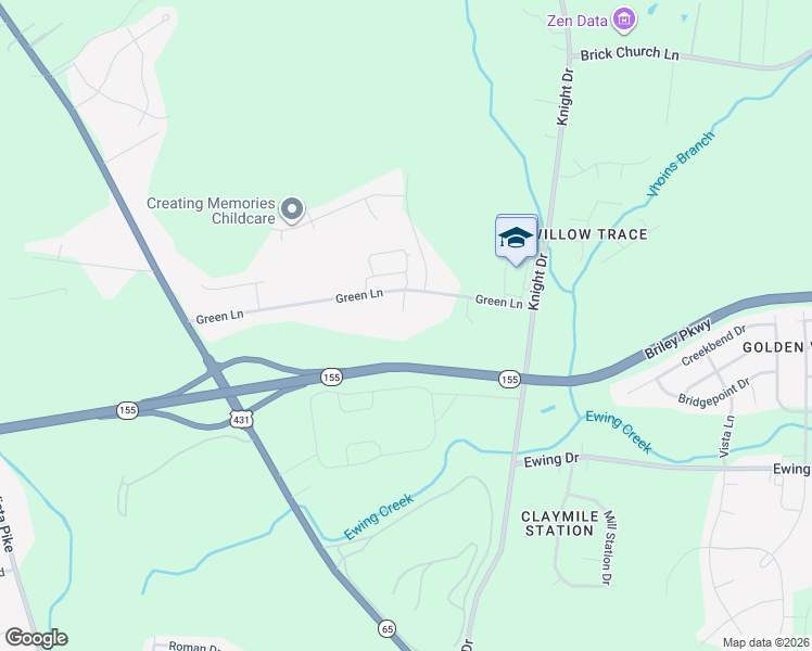 map of restaurants, bars, coffee shops, grocery stores, and more near 451 Green Lane in Nashville