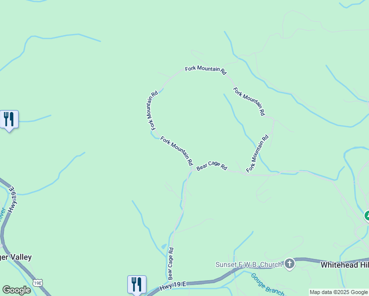 map of restaurants, bars, coffee shops, grocery stores, and more near 235 Bear Cage Road in Roan Mountain