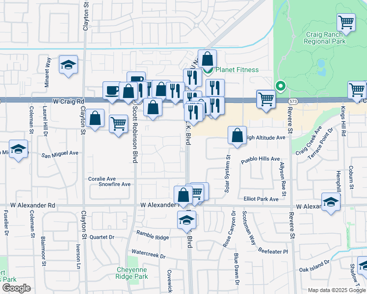 map of restaurants, bars, coffee shops, grocery stores, and more near 4208 Golden Sol Street in North Las Vegas
