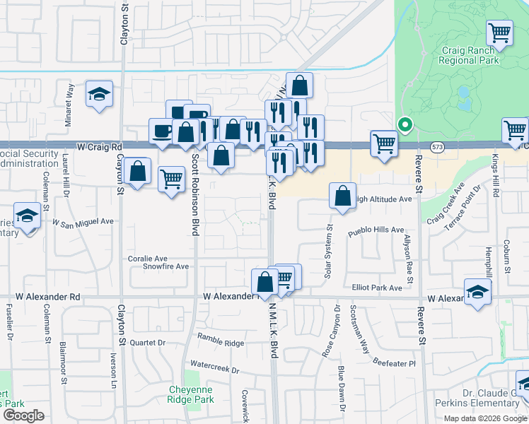 map of restaurants, bars, coffee shops, grocery stores, and more near 4212 Golden Sol Street in North Las Vegas