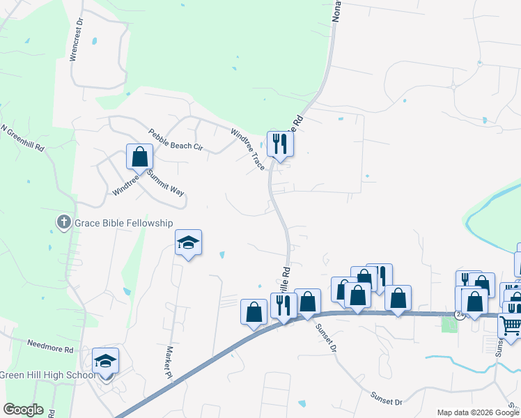 map of restaurants, bars, coffee shops, grocery stores, and more near 609 Doral Pointe in Mt. Juliet