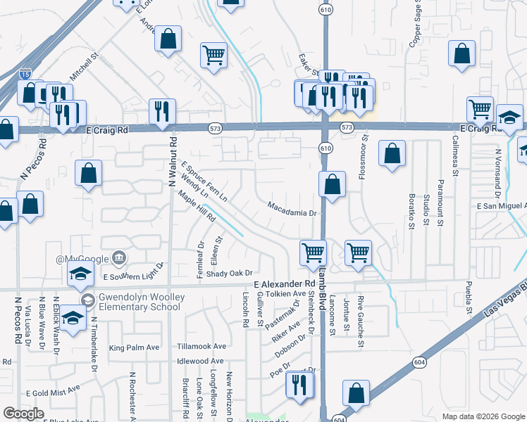 map of restaurants, bars, coffee shops, grocery stores, and more near 4182 Cashew Court in Las Vegas