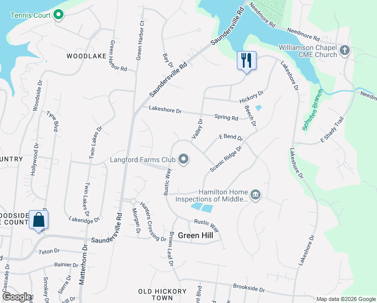 map of restaurants, bars, coffee shops, grocery stores, and more near 5400 Valley Drive in Green Hill