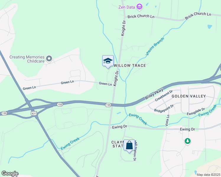 map of restaurants, bars, coffee shops, grocery stores, and more near 3410 Knight Drive in Nashville
