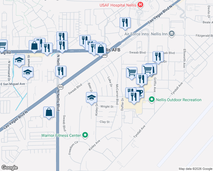 map of restaurants, bars, coffee shops, grocery stores, and more near 8 Landis South Court in Las Vegas