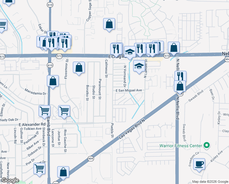 map of restaurants, bars, coffee shops, grocery stores, and more near 4706 Pinon Pointe Road in Las Vegas