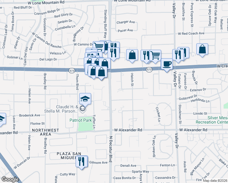 map of restaurants, bars, coffee shops, grocery stores, and more near 4216 North Decatur Boulevard in Las Vegas
