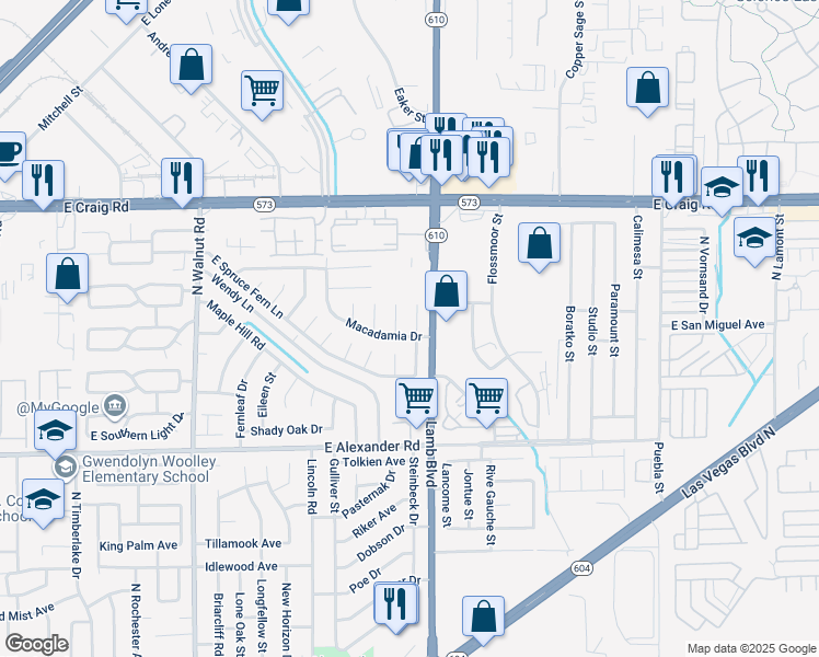map of restaurants, bars, coffee shops, grocery stores, and more near 4187 Beech Family Street in Las Vegas