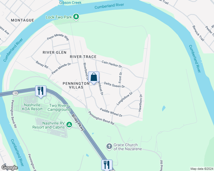 map of restaurants, bars, coffee shops, grocery stores, and more near 3012 Delta Queen Drive in Nashville