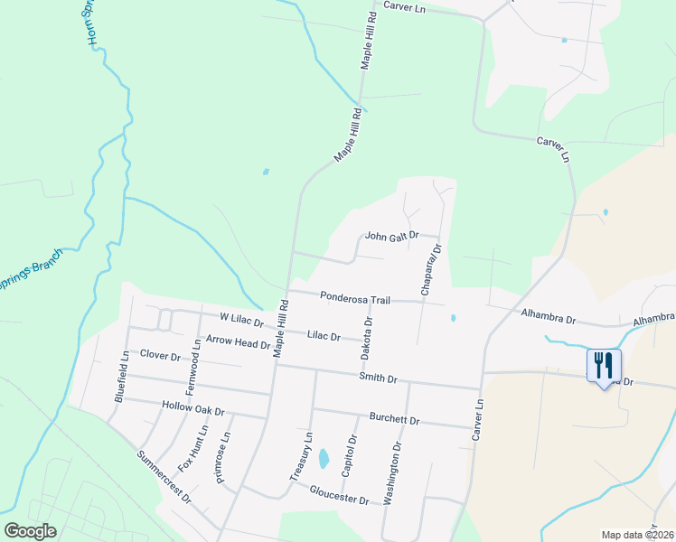 map of restaurants, bars, coffee shops, grocery stores, and more near 1561-1599 John Galt Drive in Lebanon