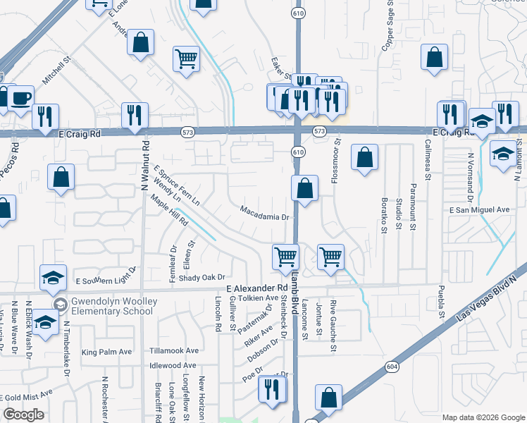 map of restaurants, bars, coffee shops, grocery stores, and more near 4222 Mango Tree Court in Las Vegas