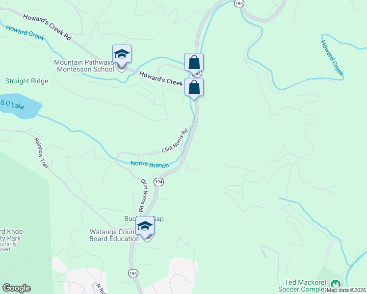 map of restaurants, bars, coffee shops, grocery stores, and more near 880 Clint Norris Road in Boone