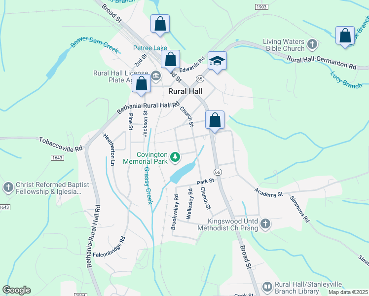 map of restaurants, bars, coffee shops, grocery stores, and more near 180 Summit Street in Rural Hall
