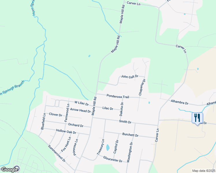 map of restaurants, bars, coffee shops, grocery stores, and more near 1561-1599 John Galt Drive in Lebanon