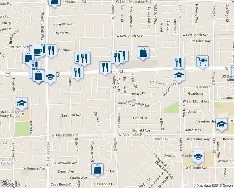 map of restaurants, bars, coffee shops, grocery stores, and more near 4225 Totano Drive in North Las Vegas