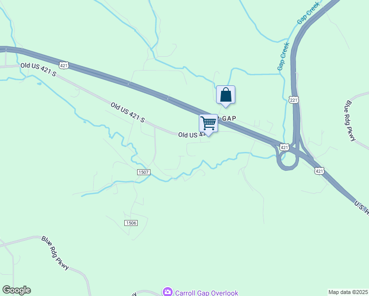 map of restaurants, bars, coffee shops, grocery stores, and more near 210 Rocky Point Acres Road in Watauga County