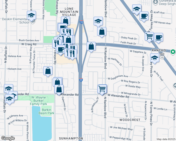 map of restaurants, bars, coffee shops, grocery stores, and more near 6928 West Atrium Avenue in Las Vegas