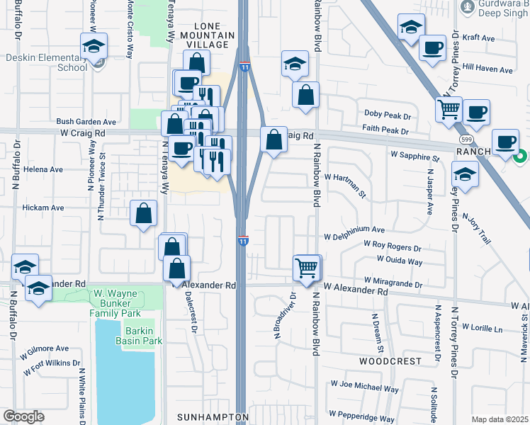 map of restaurants, bars, coffee shops, grocery stores, and more near 6928 West Atrium Avenue in Las Vegas