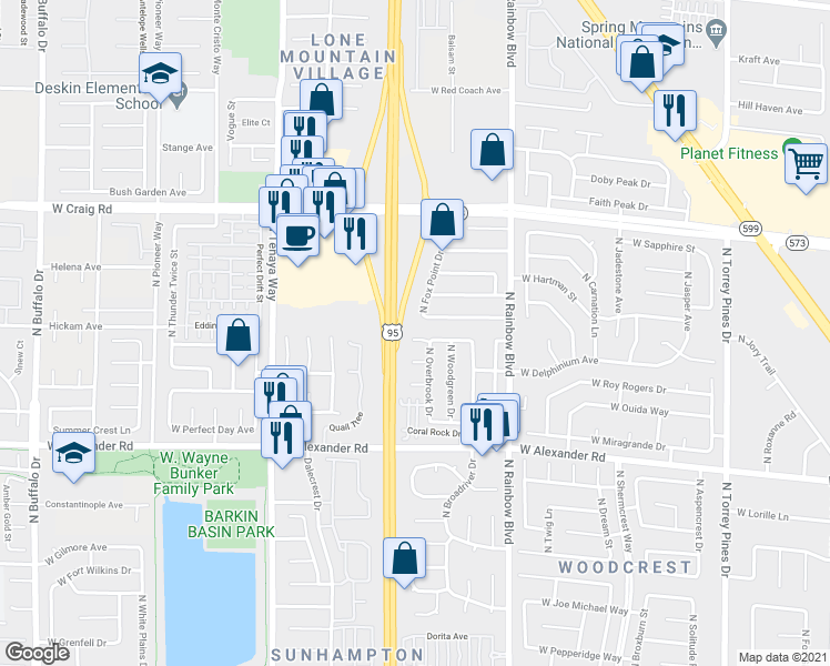 map of restaurants, bars, coffee shops, grocery stores, and more near 6944 Atrium Ave in Las Vegas