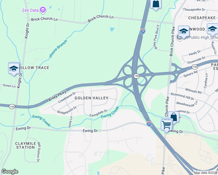 map of restaurants, bars, coffee shops, grocery stores, and more near 2148 West Richmond Hill Drive in Nashville