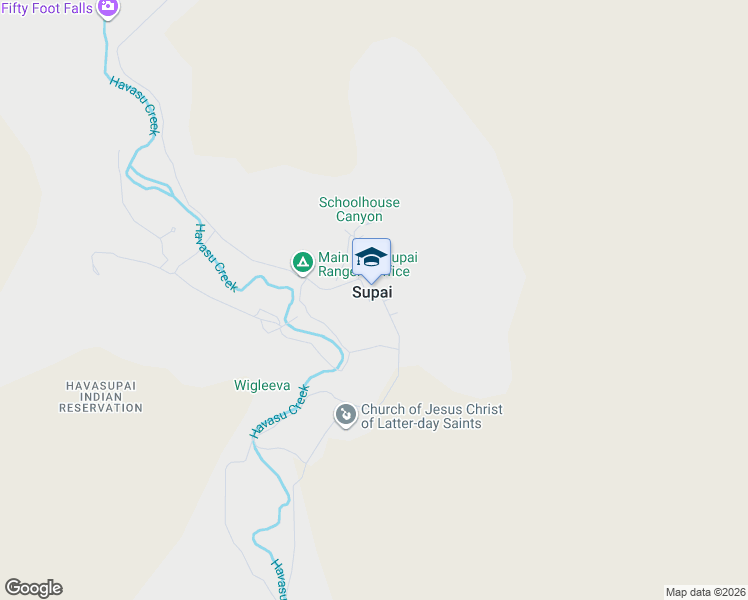 map of restaurants, bars, coffee shops, grocery stores, and more near 16 Main Street in Supai