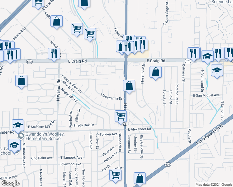 map of restaurants, bars, coffee shops, grocery stores, and more near 4202 Mango Tree Court in Las Vegas