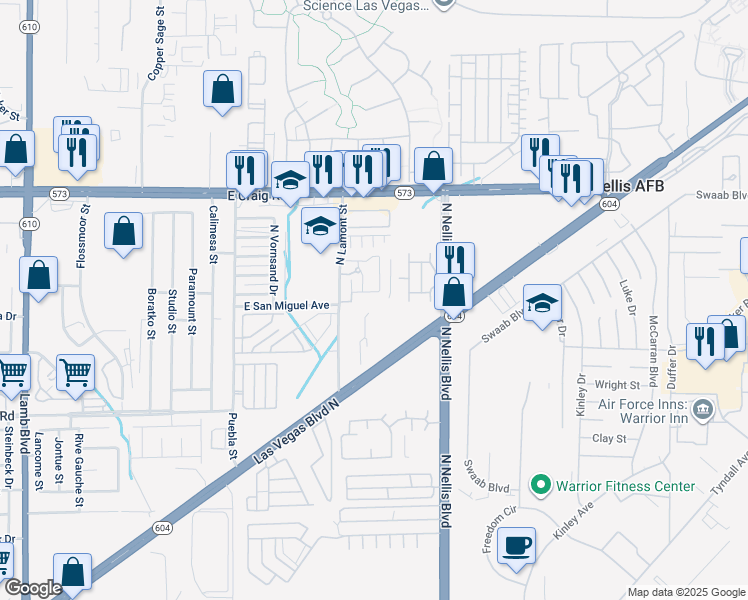 map of restaurants, bars, coffee shops, grocery stores, and more near 4178-4218 North Lamont Street in Las Vegas